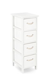 Comoda cu 4 sertare Yvette, Bizzotto, 26x32x80 cm, lemn de paulownia/MDF, alb/natural
