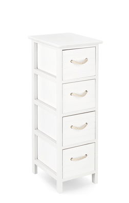 Comoda cu 4 sertare Yvette, Bizzotto, 26x32x80 cm, lemn de paulownia/MDF, alb/natural