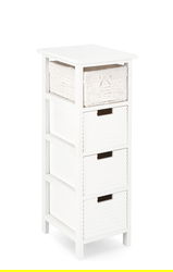 Comoda cu 4 sertare Leonie, Bizzotto, 26x32x80 cm, lemn de paulownia/MDF, alb