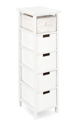 Comoda cu 5 sertare Leonie, Bizzotto, 26x32x98 cm, lemn de paulownia/MDF, alb