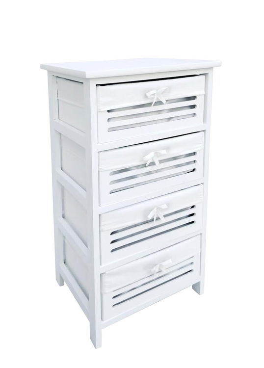 Comoda cu 4 sertare Leny, Bizzotto, 40x29x73 cm, lemn de paulownia/placaj, alb