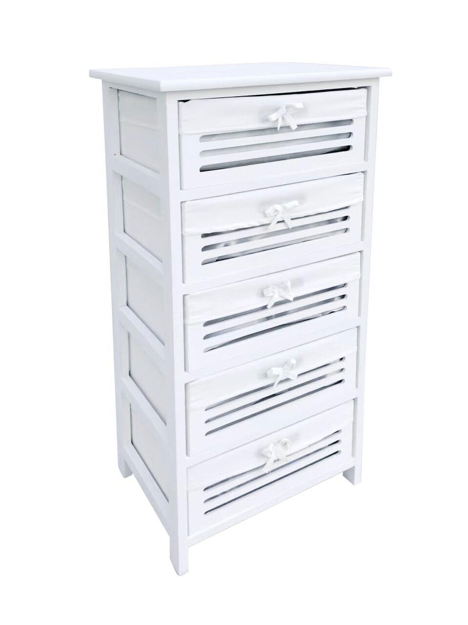 Comoda cu 5 sertare Leny, Bizzotto, 40x29x90 cm, lemn de paulownia/placaj, alb
