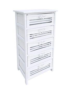 Comoda cu 5 sertare Leny, Bizzotto, 40x29x90 cm, lemn de paulownia/placaj, alb