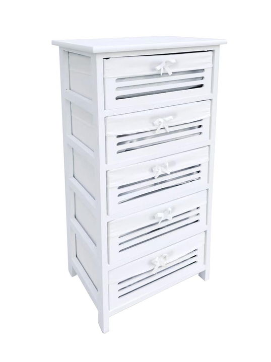 Comoda cu 5 sertare Leny, Bizzotto, 40x29x90 cm, lemn de paulownia/placaj, alb