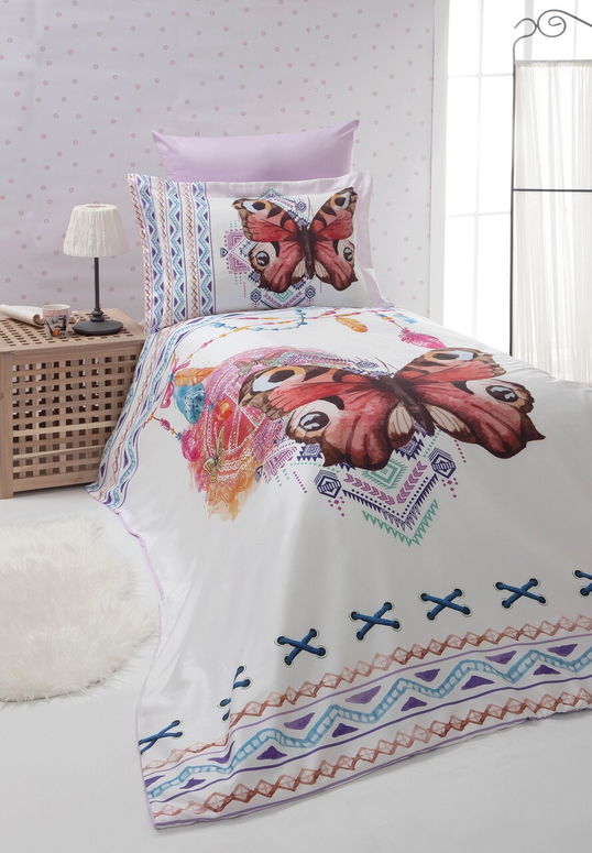 Lenjerie de pat pentru o persoana, Butterfly, Primacasa by Türkiz, Bumbac Ranforce