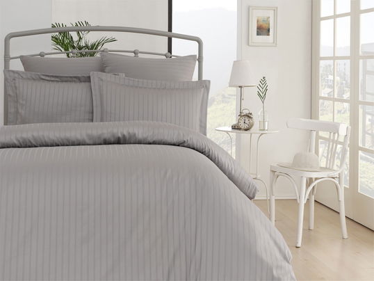 Lenjerie de pat dubla, Exclusive Line - Silver Grey, Primacasa by Türkiz, Bumbac Satinat