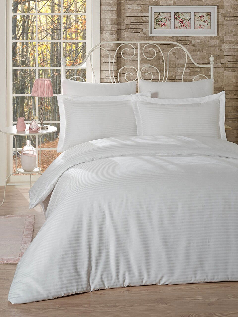 Lenjerie de pat dubla, Classic Line - White, Primacasa by Türkiz, Bumbac Satinat