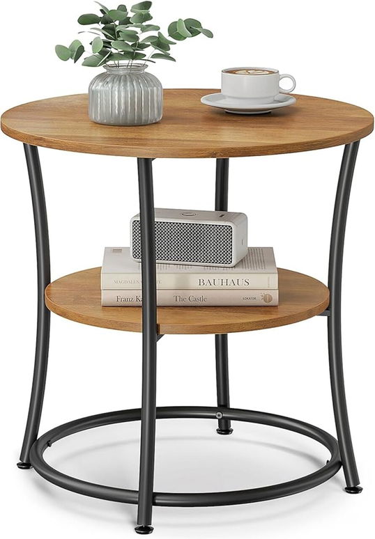 Masuta de cafea, Vasagle, Round, 55x55 cm, max 40 kg, PAL/otel, maro