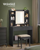 Masa de toaleta cu oglinda cu LED-uri ajustabile/ masuta dressing, Vasagle, 90x40x144.7 cm, PAL/MDF, negru
