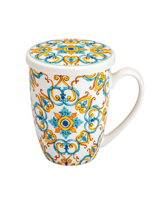 Cana cu infuzor, Medicea Cuore, Brandani, D8x11.5 cm, portelan New Bone China/infuzor inox