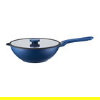Tigaie Wok cu capac Cobalt, Ambition, 30 cm, aluminiu, bleumarin