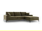Coltar dreapta, Madara, Mazzini Sofas, 5 locuri, black legs, 254x182x90 cm, catifea, verde