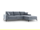 Coltar dreapta, Madara, Mazzini Sofas, 5 locuri, black legs, 254x182x90 cm, catifea, albastru deschis