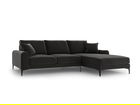Coltar dreapta, Madara, Mazzini Sofas, 5 locuri, black legs, 254x182x90 cm, catifea, gri inchis
