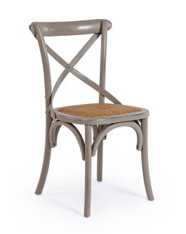 Scaun Cross, Bizzotto, 50.5x52x87 cm, lemn de ulm/ratan, gri inchis