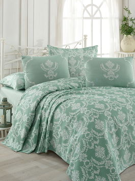 Set cuvertura pique Single, Pure - Water Green v2, EnLora Home, Bumbac