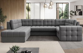 Coltar extensibil stanga 5 locuri ELTAP, LT-04SO, Blewett, 299x198x82 cm, lemn/poliester, gri