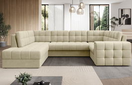 Coltar extensibil stanga 5 locuri ELTAP, LT-04MO, Blewett, 299x198x82 cm, lemn/poliester, bej