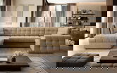 Coltar extensibil stanga 5 locuri ELTAP, LT-09MO, Blewett, 299x198x82 cm, lemn/poliester, maro deschis