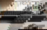Coltar extensibil stanga 5 locuri ELTAP, LT-06SO, Blewett, 299x198x82 cm, lemn/poliester, gri inchis