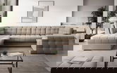 Coltar extensibil stanga 5 locuri ELTAP, LT-18SO, Blewett, 299x198x82 cm, lemn/poliester, bej inchis