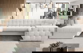 Coltar extensibil stanga 5 locuri ELTAP, LT-01ROY, Blewett, 299x198x82 cm, lemn/poliester, alb