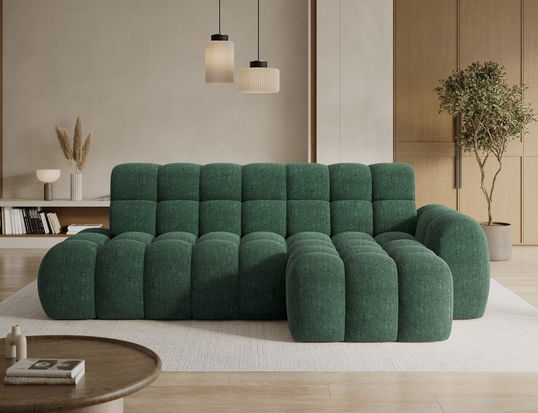 Coltar extensibil stanga 3 locuri ELTAP, Ceedro, 283x165x98 cm, lemn/poliester, verde inchis