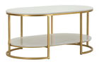 Masuta de cafea Izmir, Mauro Ferretti, 90x60x45 cm, fier/marmura, auriu/alb