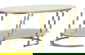 Masuta de cafea Izmir, Mauro Ferretti, 90x60x45 cm, fier/marmura, auriu/alb
