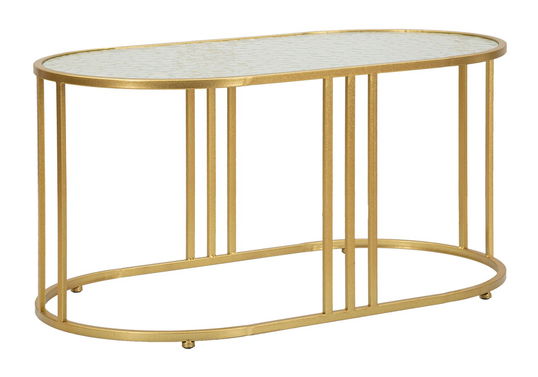 Masuta de cafea Antalia, Mauro Ferretti, 90x50x45 cm, fier/sticla, auriu