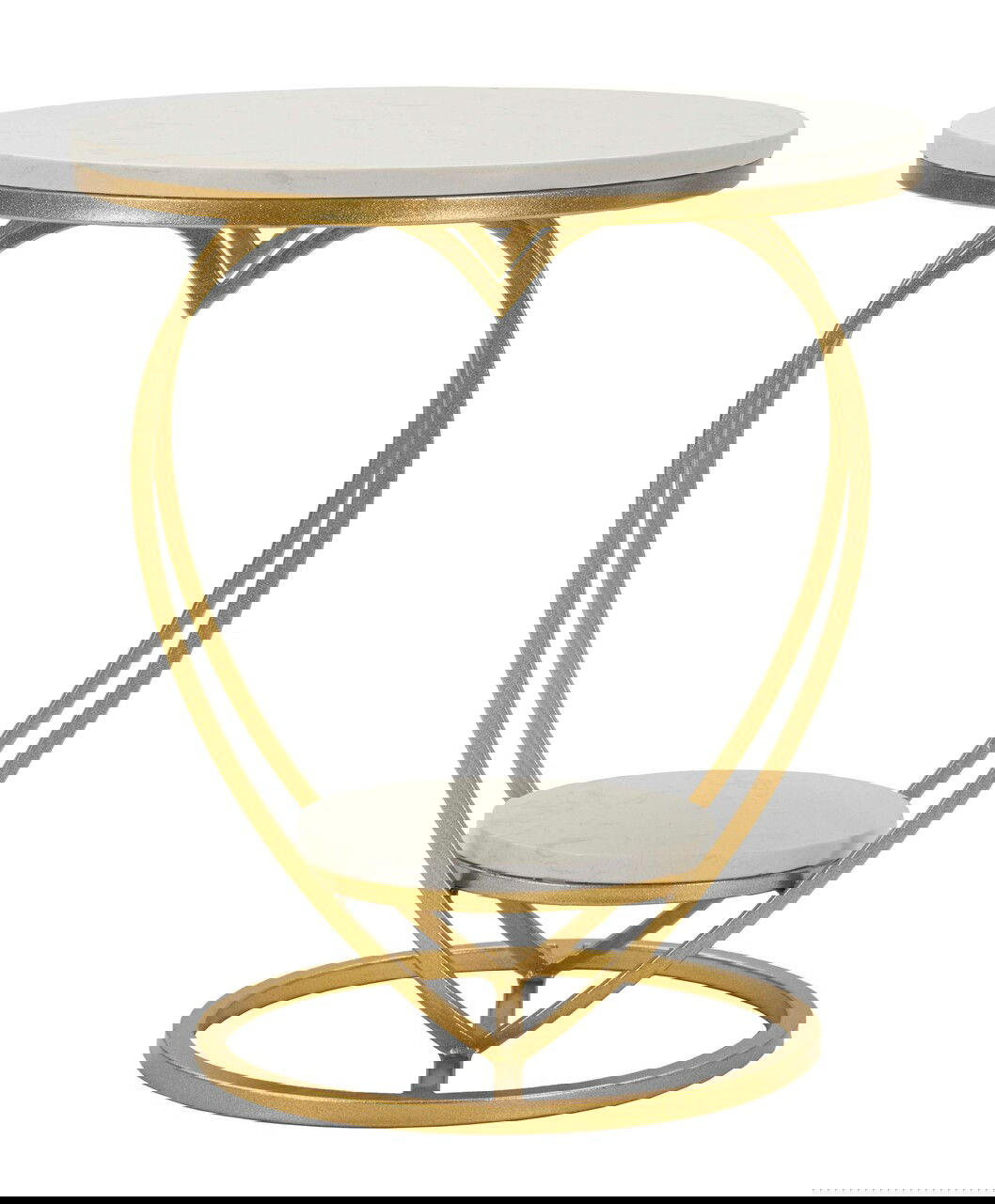 Masuta de cafea Heart, Mauro Ferretti, 40x45.5 cm, fier/marmura, auriu/alb