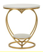 Masuta de cafea Heart, Mauro Ferretti, 40x45.5 cm, fier/marmura, auriu/alb