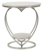 Masuta de cafea Heart, Mauro Ferretti, 40x45.5 cm, fier/marmura, argintiu/alb