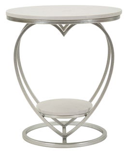 Masuta de cafea Heart, Mauro Ferretti, 40x45.5 cm, fier/marmura, argintiu/alb