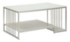 Masuta de cafea Kayseri, Mauro Ferretti, 90x45x60 cm, fier/marmura, argintiu/alb