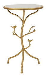 Masuta de cafea Birds Marble, Mauro Ferretti, 38x60 cm, fier/marmura, auriu/alb