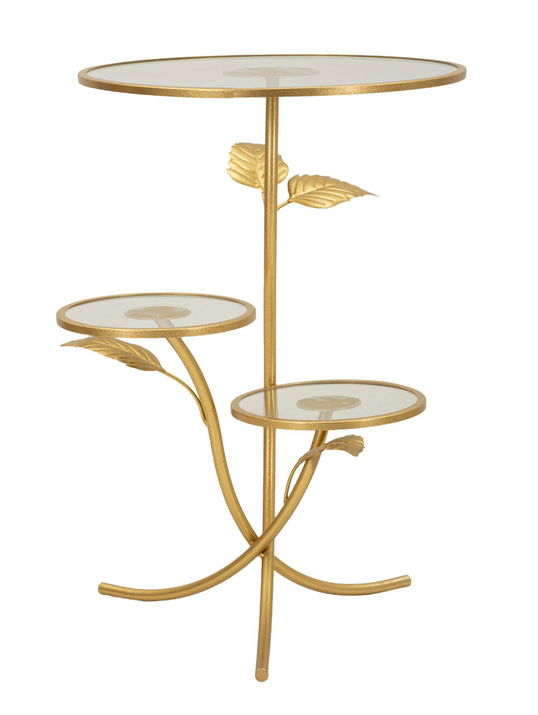 Masuta de cafea Leaf, Mauro Ferretti, 54x69.5 cm, fier/sticla, auriu