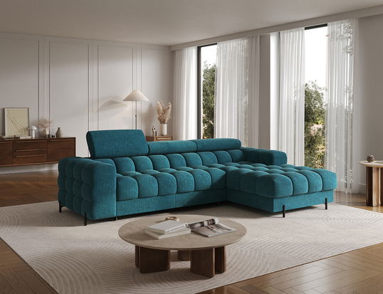 Coltar extensibil dreapta 3 locuri ELTAP, RT-40AMO, Felro, 285x181x93 cm, lemn/poliester, albastru