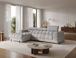 Coltar extensibil dreapta 3 locuri ELTAP, LT-03PEL, Felro, 285x181x93 cm, lemn/poliester, gri deschis