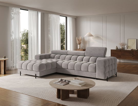 Coltar extensibil dreapta 3 locuri ELTAP, LT-04AU, Felro, 285x181x93 cm, lemn/poliester, gri