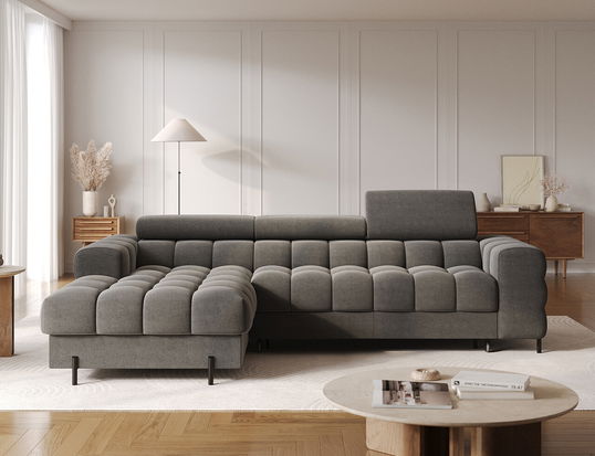 Coltar extensibil dreapta 3 locuri ELTAP, LT-06SO, Felro, 285x181x93 cm, lemn/poliester, gri inchis