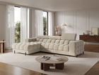 Coltar extensibil dreapta 3 locuri ELTAP, LT-18AU, Felro, 285x181x93 cm, lemn/poliester, bej inchis