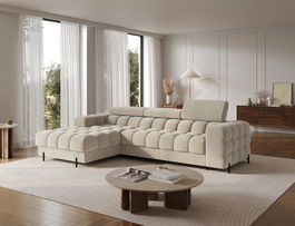 Coltar extensibil dreapta 3 locuri ELTAP, LT-18AU, Felro, 285x181x93 cm, lemn/poliester, bej inchis