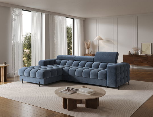 Coltar extensibil dreapta 3 locuri ELTAP, LT-40AU, Felro, 285x181x93 cm, lemn/poliester, albastru