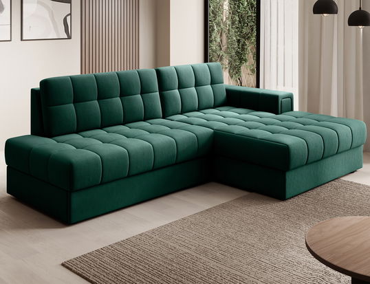 Coltar extensibil dreapta 3 locuri ELTAP, RT-35LU, Blezalt, 240x150x82 cm, lemn/poliester, verde inchis