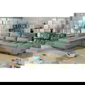 Coltar extensibil stanga 4 locuri ELTAP, Ov45, Ottavio, 275x180x85 cm, lemn/poliester, verde menta/gri inchis