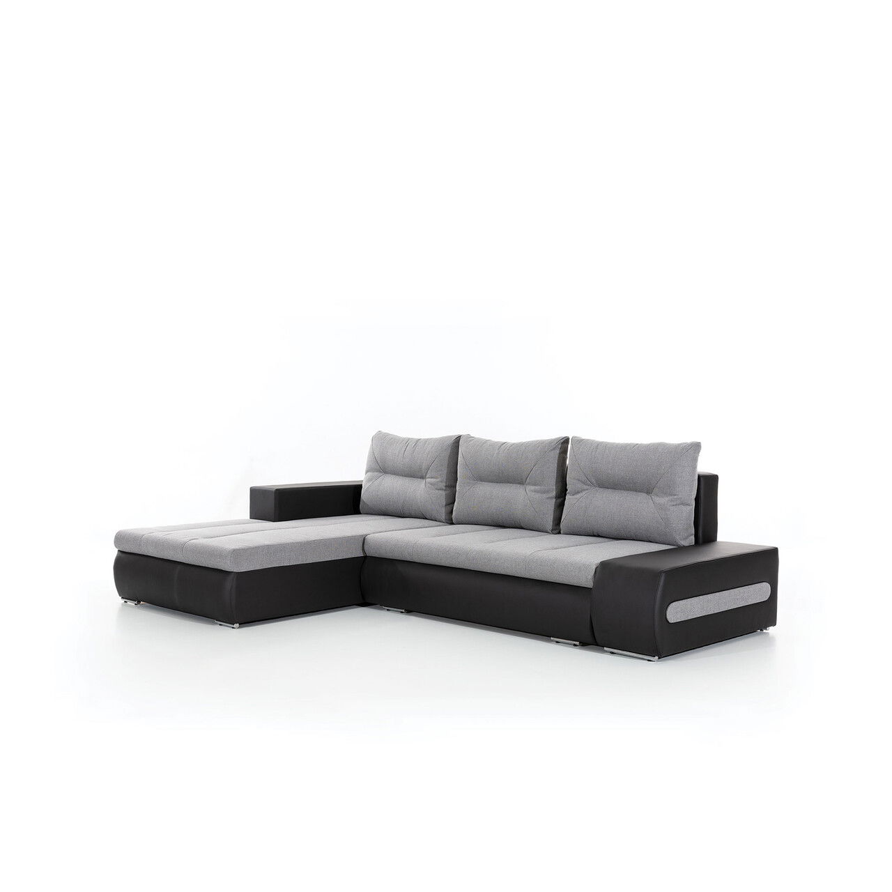 Coltar extensibil stanga 4 locuri ELTAP, Ov50, Ottavio, 275x180x85 cm, lemn/poliester, gri deschis/negru
