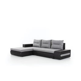 Coltar extensibil stanga 4 locuri ELTAP, Ov50, Ottavio, 275x180x85 cm, lemn/poliester, gri deschis/negru