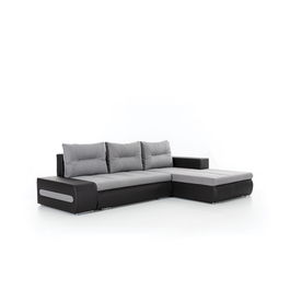 Coltar extensibil dreapta 4 locuri ELTAP, Ov51, Ottavio, 275x180x85 cm, lemn/poliester, gri deschis/negru