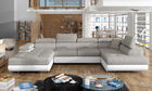 Coltar extensibil dreapta 6 locuri ELTAP, Rod-01, Rodrigo, 345x202x90 cm, lemn/poliester, gri deschis/alb